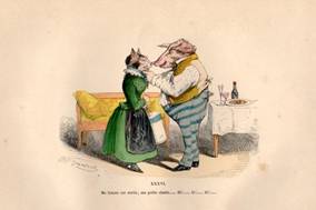 1867 Grandville Illustration Antique Print French Political Social Cartoon Les Métamorphoses du Jour by J.J Grandville Animal Caricature Art